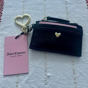 Juicy Couture Black Card Holder with Gold Heart Charm